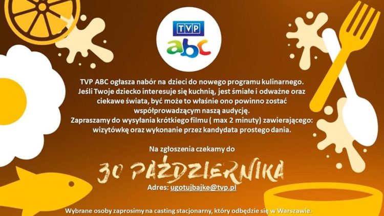 Nabór dzieci do programu „Ugotuj nam bajkę” – TVP ABC