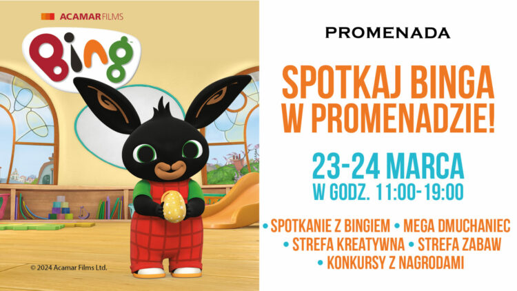 Ulubieniec najmłodszych odwiedzi Promenadę! Weź udział w spotkaniu z Bingiem i zapewnij dziecku dzień pełen wrażeń